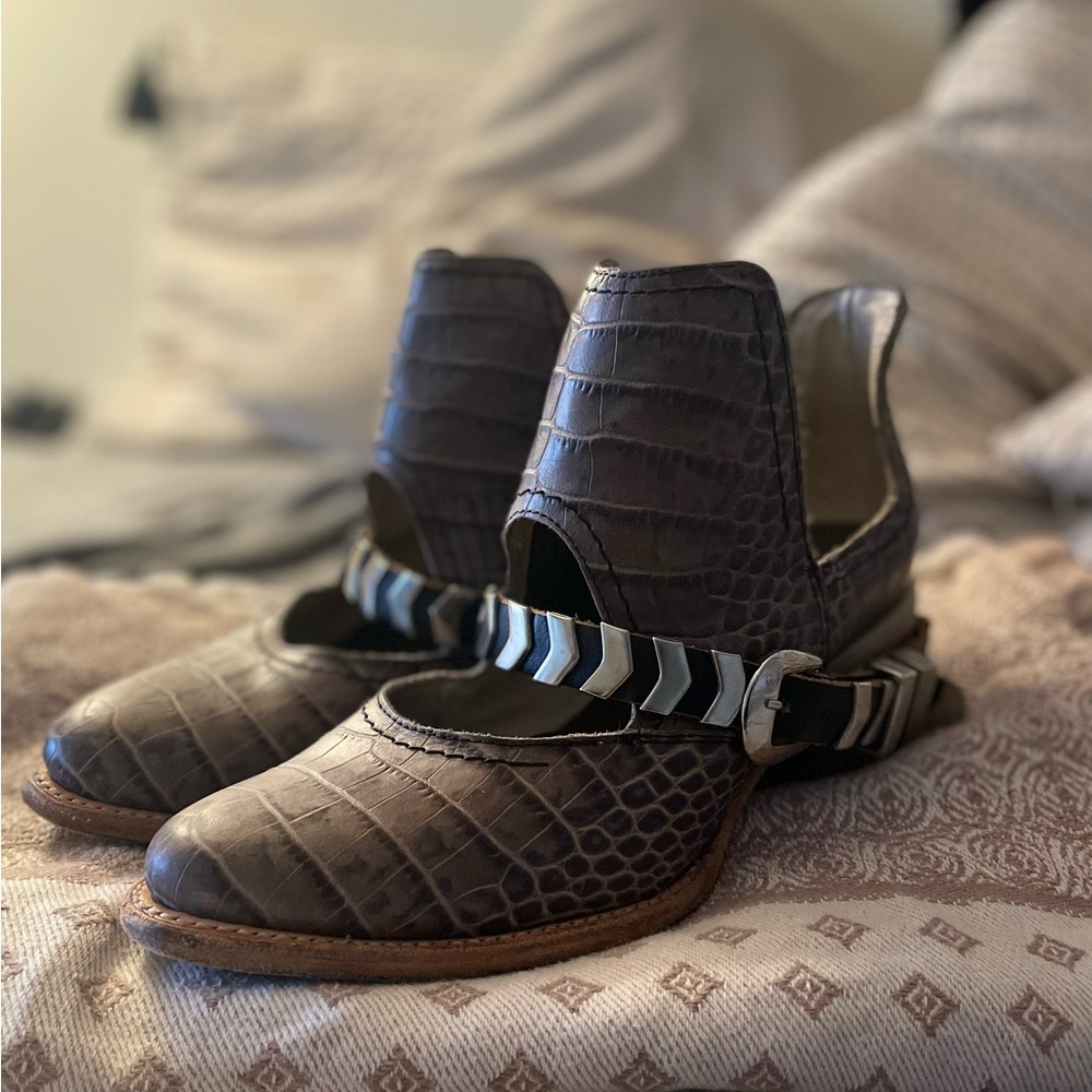 Sold Out Freebird by Steven Blade | Graphite Croco Slip-On Bootie